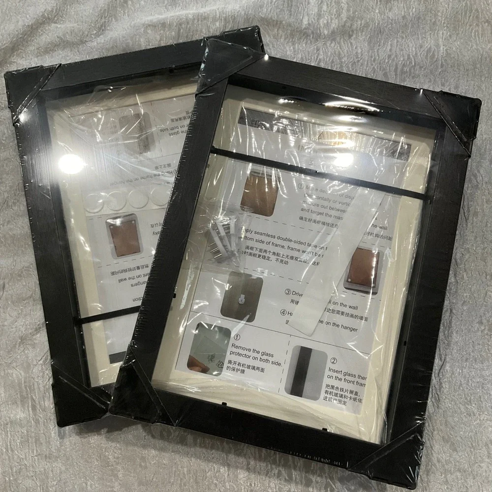 2 New 3D Black Wood Grain Shadow Box Frame 8x10 Deep Art Display Case Memory Box